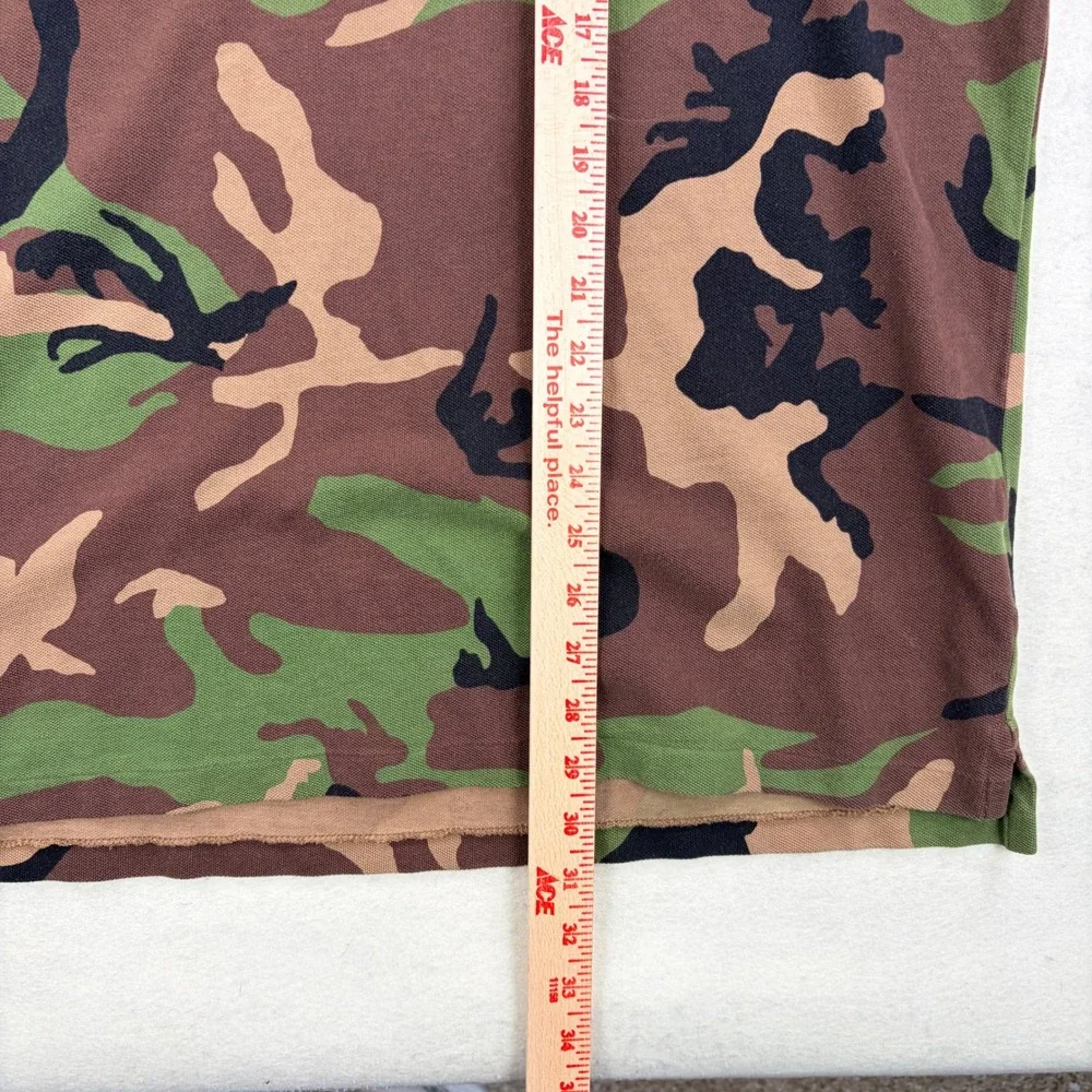 Polo Ralph Lauren Mens Camo Polo Shirt XL Classic Fit Green Brown Cotton Pique